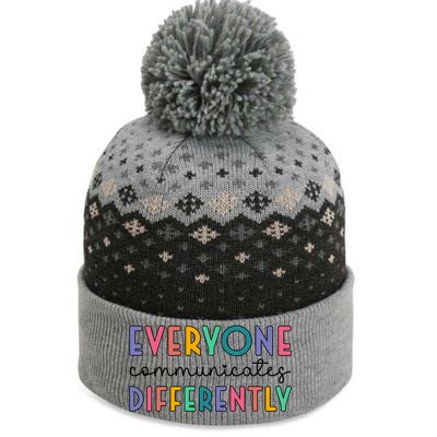 Autism Awareness Support Everyone Communicates Differently Gift The Baniff Cuffed Pom Beanie