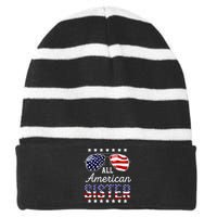 All American Sister 4th of July Sunglasses Family Striped Beanie with Solid Band