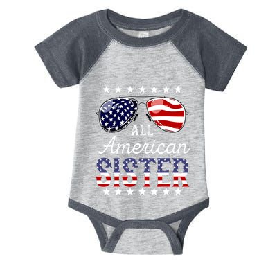 All American Sister 4th of July Sunglasses Family Infant Baby Jersey Bodysuit