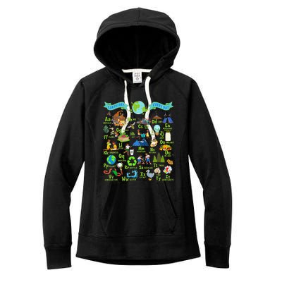 Alphabet ABCs Save Planet Earth Day Teacher Women's Fleece Hoodie