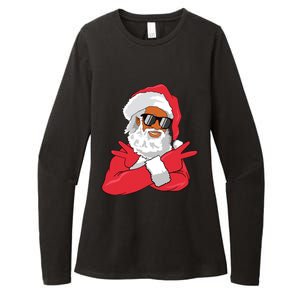 African American Santa Claus Christmas Decor Womens CVC Long Sleeve Shirt