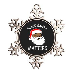 African American Santa Black Matters Christmas Pajama Family Metallic Star Ornament