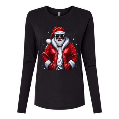 African American Santa Christmas Pajama Cool Black Xmas Womens Cotton Relaxed Long Sleeve T-Shirt