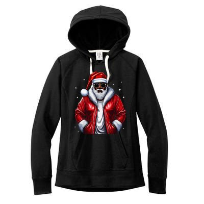 African American Santa Christmas Pajama Cool Black Xmas Women's Fleece Hoodie