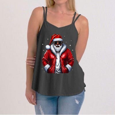 African American Santa Christmas Pajama Cool Black Xmas Women's Strappy Tank