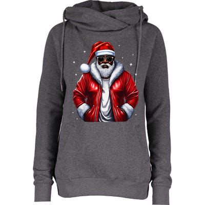 African American Santa Christmas Pajama Cool Black Xmas Womens Funnel Neck Pullover Hood