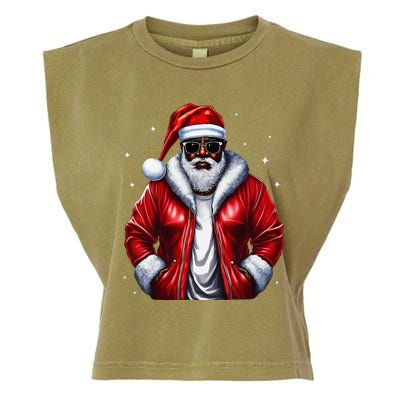 African American Santa Christmas Pajama Cool Black Xmas Garment-Dyed Women's Muscle Tee