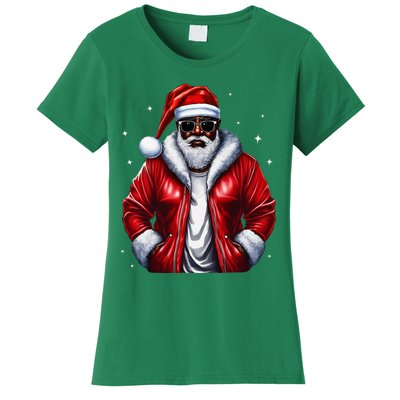 African American Santa Christmas Pajama Cool Black Xmas Women's T-Shirt