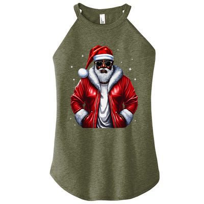 African American Santa Christmas Pajama Cool Black Xmas Women's Perfect Tri Rocker Tank