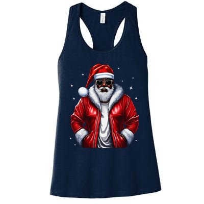 African American Santa Christmas Pajama Cool Black Xmas Women's Racerback Tank