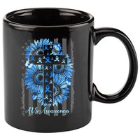 ALS Awareness Sunflower American Flag Cross 11oz C Handle Ceramic Mug