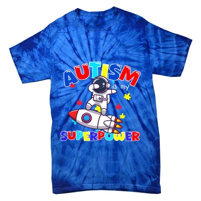 Autism Awareness Superpower Astronaut Lover Empowert Gift Tie-Dye T-Shirt