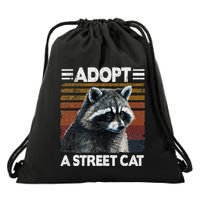 Adopt A S.T.R.E.E.T Cat Watercolor Raccoon Drawstring Bag