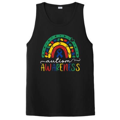 Autism Awareness Shirt Puzzle Pieces Rainbow Gifts for Mom PosiCharge Competitor Tank