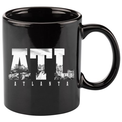 ATL Atlanta Skyline Pride Black & White Vintage Georgia 11oz C Handle Ceramic Mug