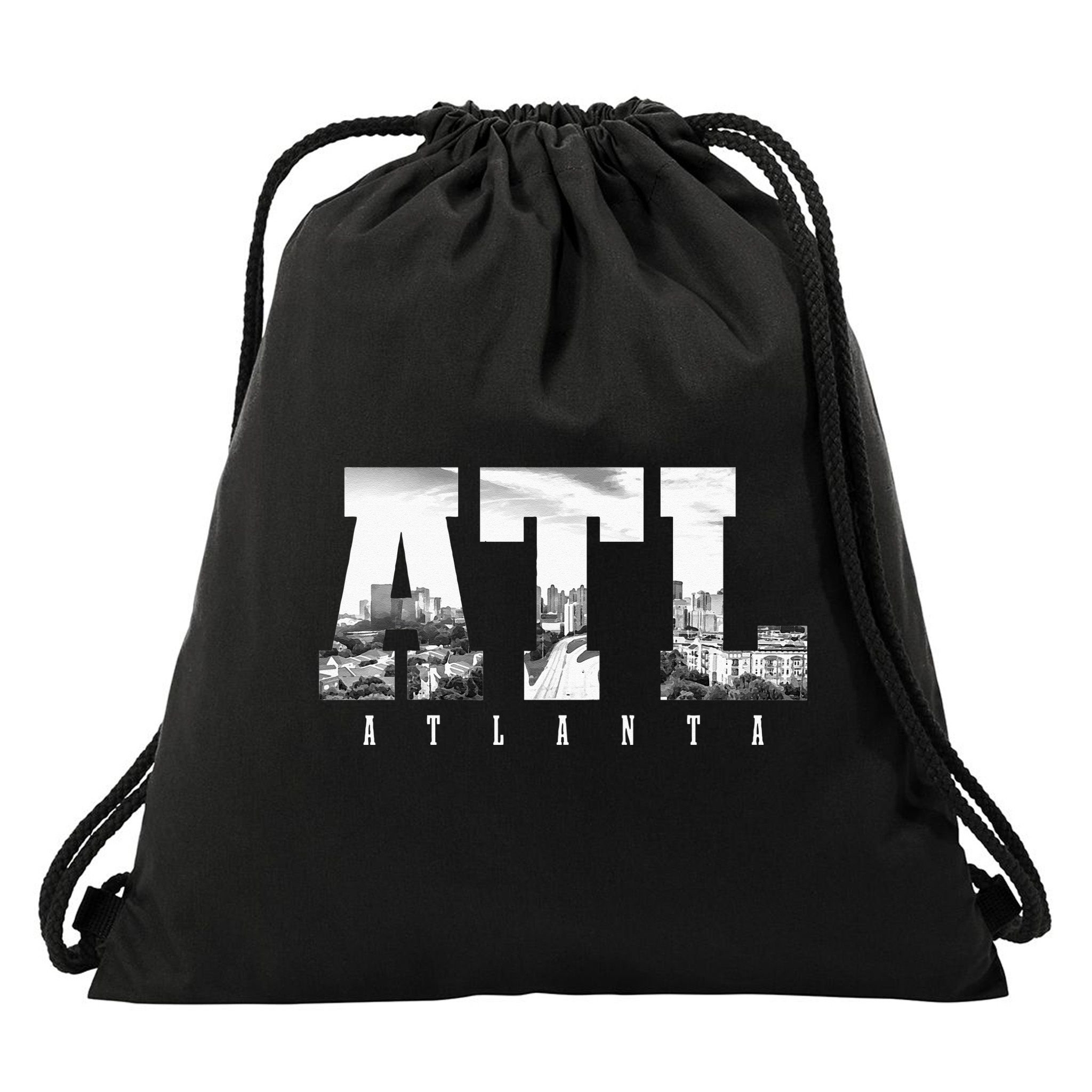 ATL Atlanta Skyline Pride Black & White Vintage Georgia Drawstring Bag
