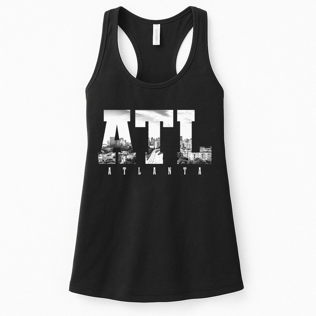 ATL Atlanta Skyline Pride Black & White Vintage Georgia Womens Tank Top