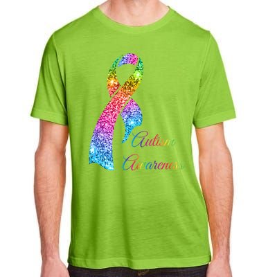 Autism Awareness Sparkle Glitter Ribbon Adult ChromaSoft Performance T-Shirt