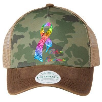 Autism Awareness Sparkle Glitter Ribbon Legacy Tie Dye Trucker Hat