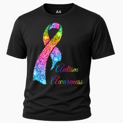 Autism Awareness Sparkle Glitter Ribbon Performance Shirt