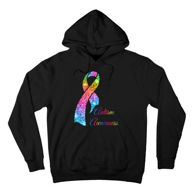 Autism Awareness Sparkle Glitter Ribbon Hoodie