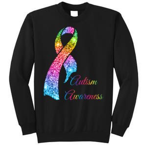 Autism Awareness Sparkle Glitter Ribbon Sweatshirt