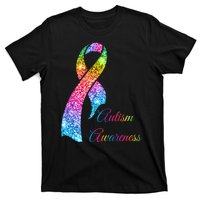 Autism Awareness Sparkle Glitter Ribbon T-Shirt