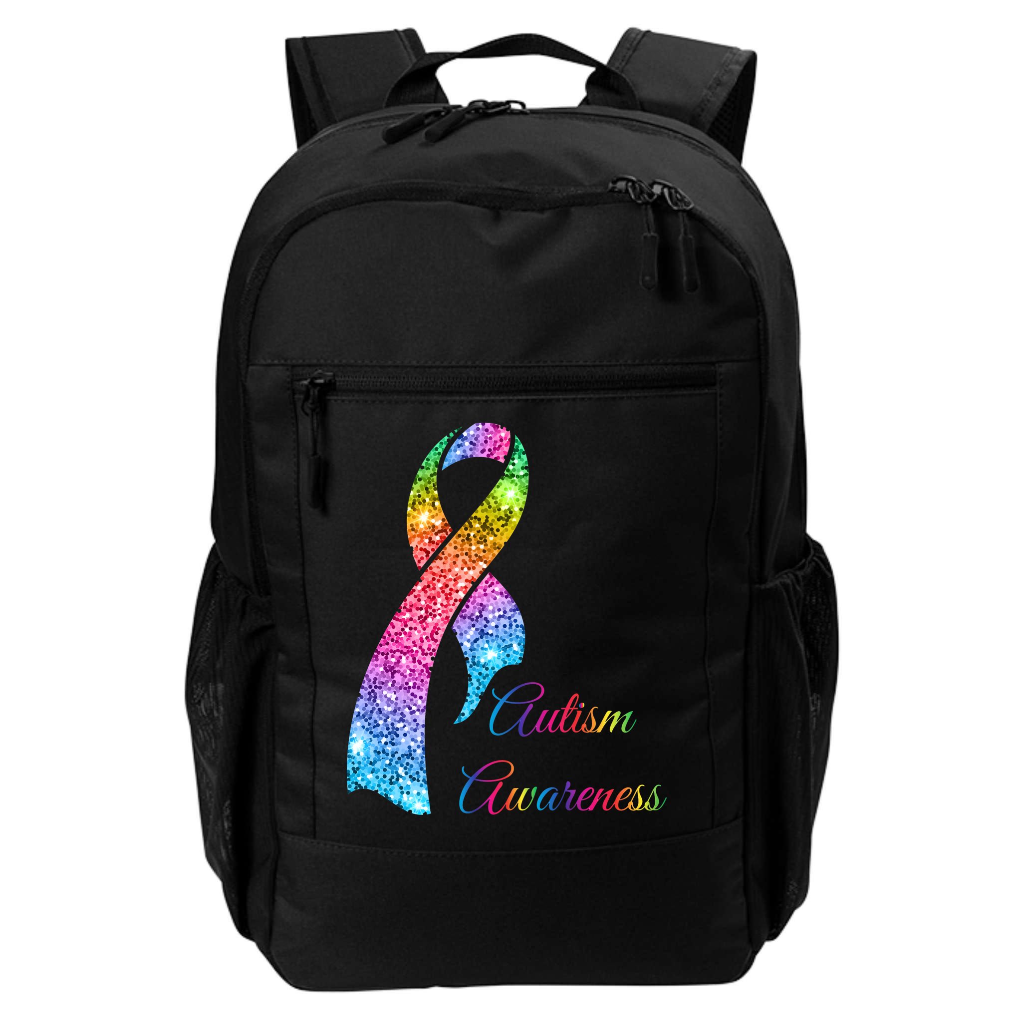 Autism Awareness Sparkle Glitter Ribbon Backpack