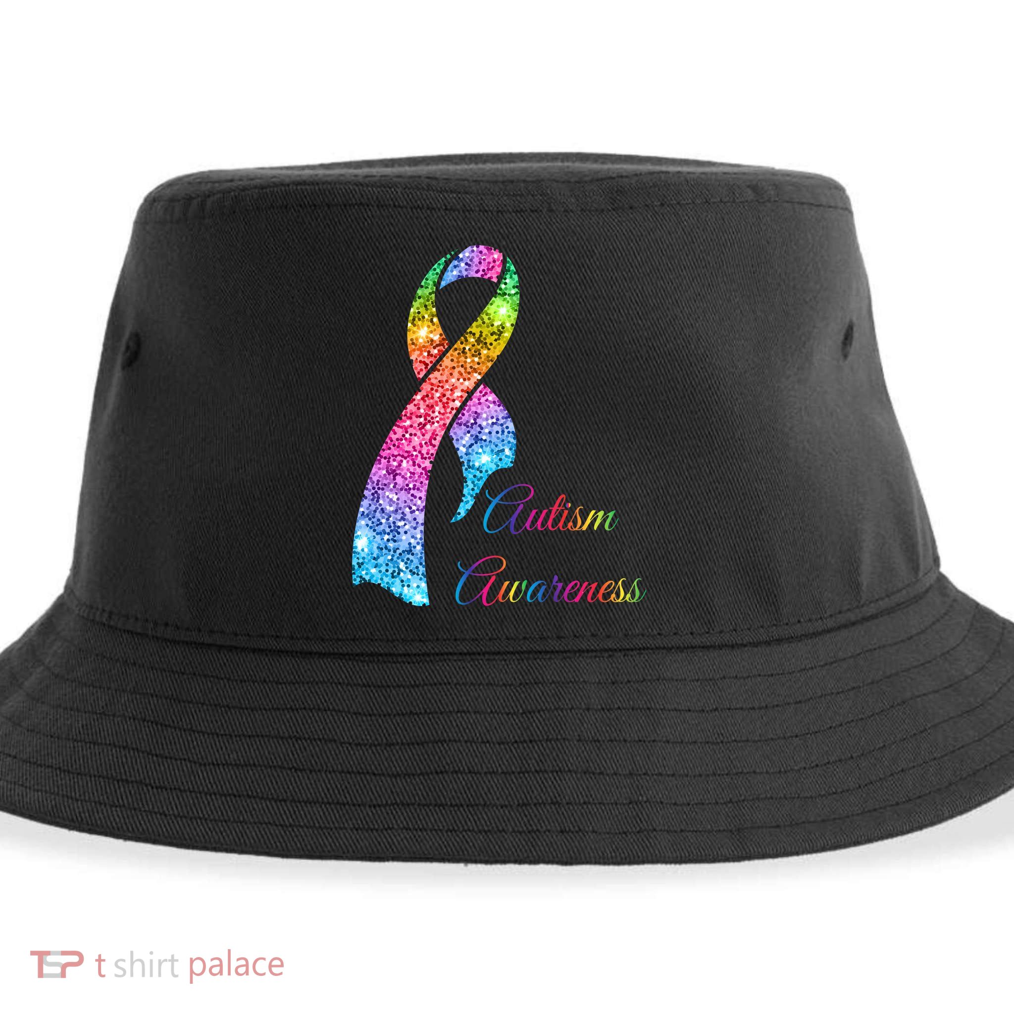 Autism Awareness Sparkle Glitter Ribbon Sustainable Bucket Hat