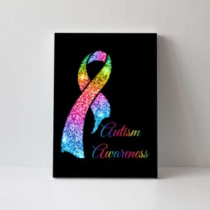 Autism Awareness Sparkle Glitter Ribbon Canvas