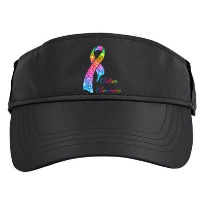 Autism Awareness Sparkle Glitter Ribbon Adult Drive Performance Visor