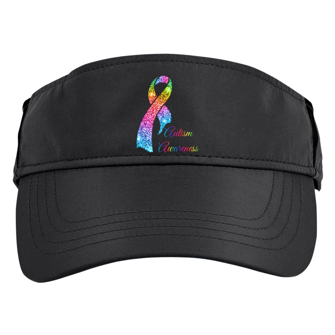 Autism Awareness Sparkle Glitter Ribbon Adult Drive Performance Visor