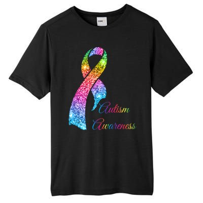 Autism Awareness Sparkle Glitter Ribbon Tall Fusion ChromaSoft Performance T-Shirt