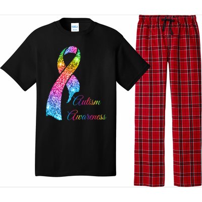 Autism Awareness Sparkle Glitter Ribbon Pajama Set