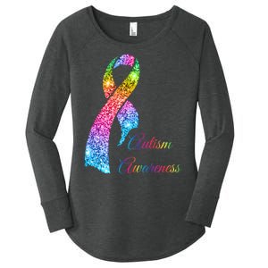 Autism Awareness Sparkle Glitter Ribbon Women's Perfect Tri Tunic Long Sleeve Shirt