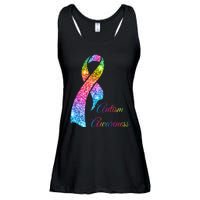 Autism Awareness Sparkle Glitter Ribbon Ladies Essential Flowy Tank