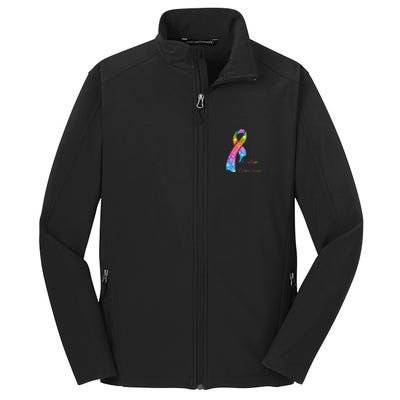 Autism Awareness Sparkle Glitter Ribbon Core Soft Shell Jacket