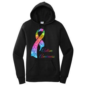 Autism Awareness Sparkle Glitter Ribbon Women's Pullover Hoodie