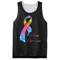 Autism Awareness Sparkle Glitter Ribbon Mesh Reversible Basketball Jersey Tank