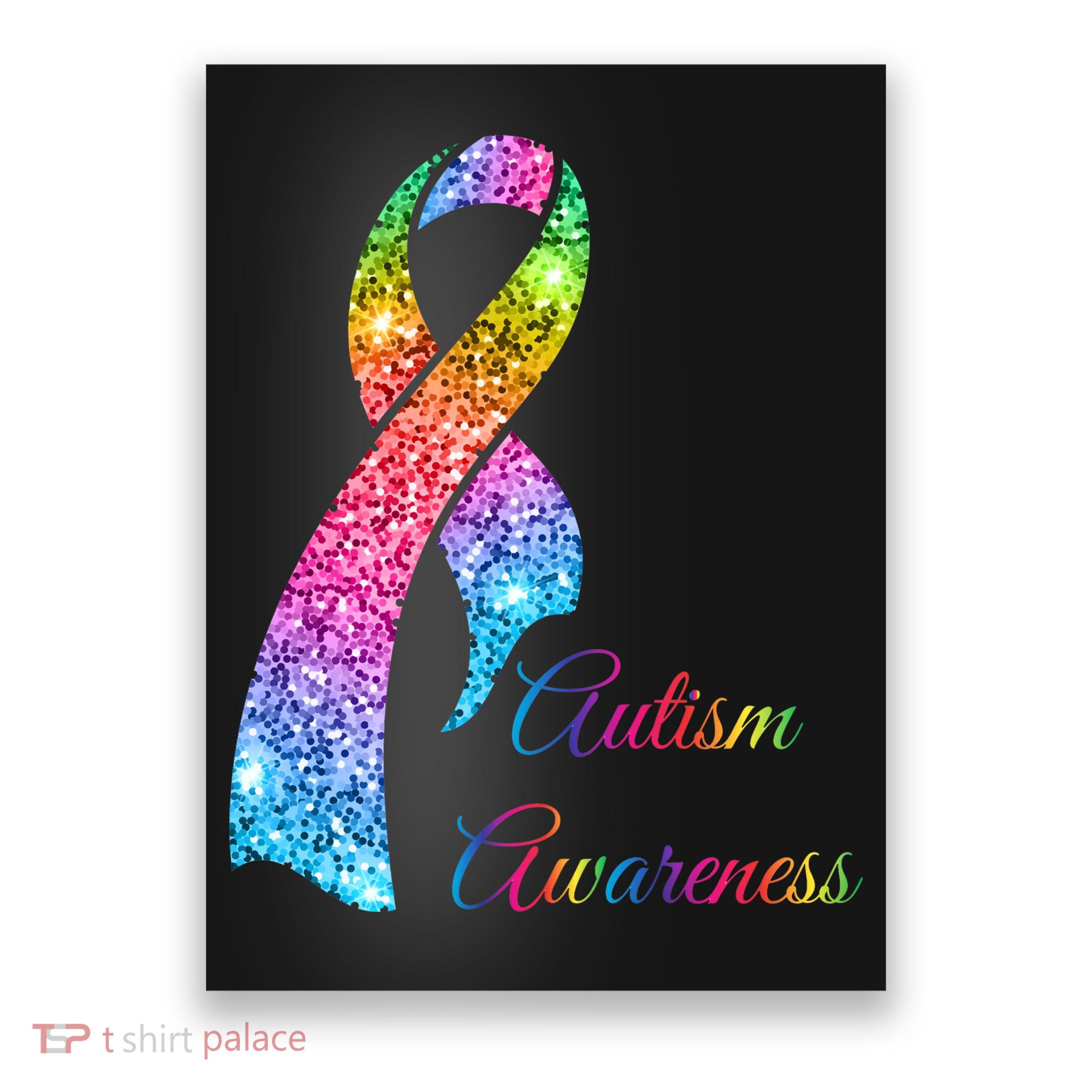 Autism Awareness Sparkle Glitter Ribbon Poster