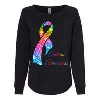 Autism Awareness Sparkle Glitter Ribbon Womens California Wash Sweatshirt