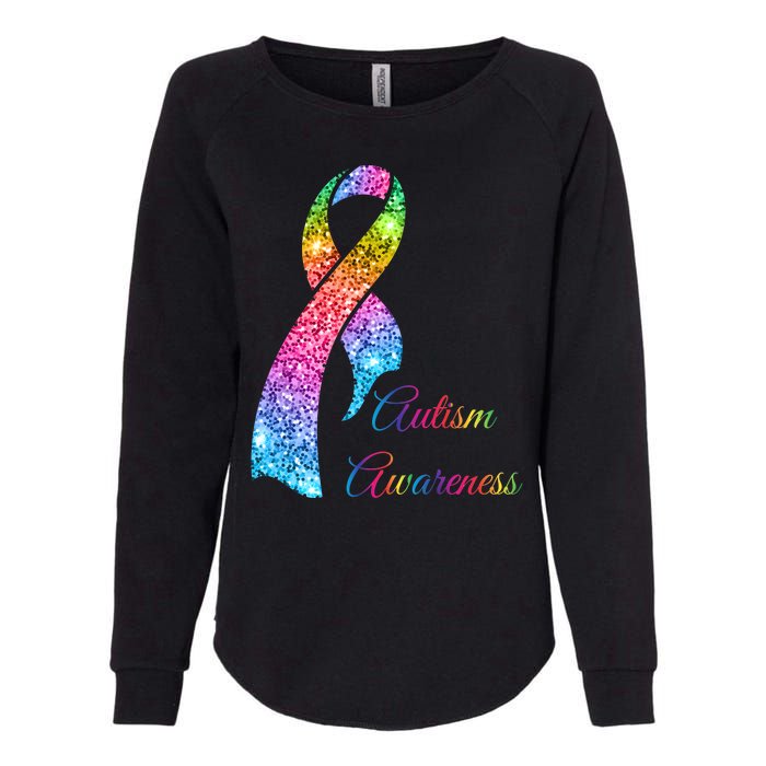 Autism Awareness Sparkle Glitter Ribbon Womens California Wash Sweatshirt