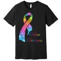 Autism Awareness Sparkle Glitter Ribbon Premium T-Shirt