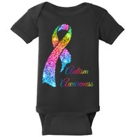 Autism Awareness Sparkle Glitter Ribbon Baby Bodysuit