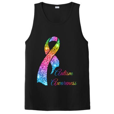 Autism Awareness Sparkle Glitter Ribbon PosiCharge Competitor Tank