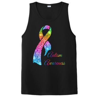 Autism Awareness Sparkle Glitter Ribbon PosiCharge Competitor Tank