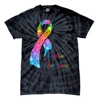 Autism Awareness Sparkle Glitter Ribbon Tie-Dye T-Shirt