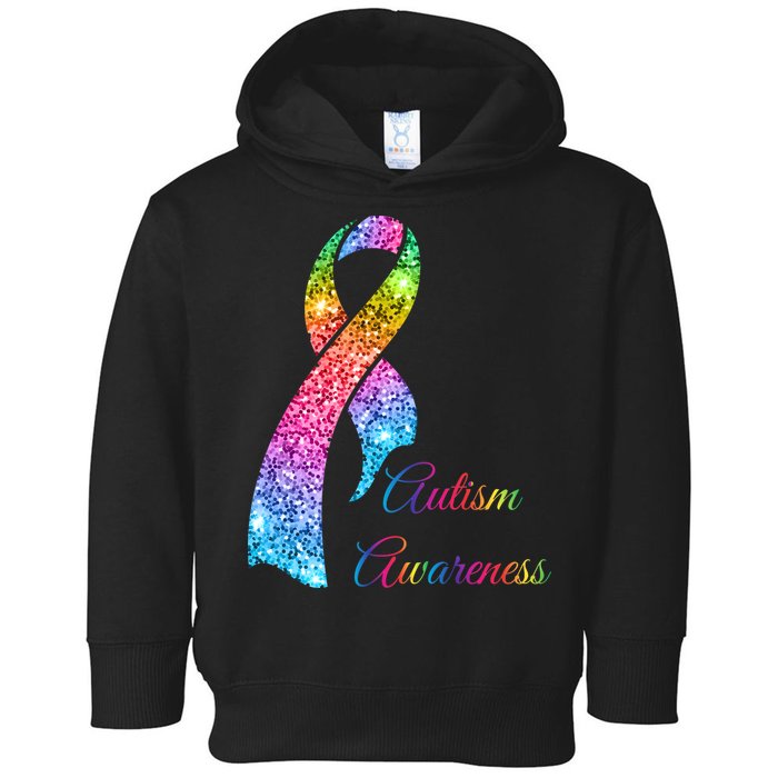 Autism Awareness Sparkle Glitter Ribbon Toddler Hoodie