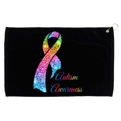 Autism Awareness Sparkle Glitter Ribbon Grommeted Golf Towel