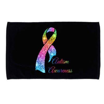 Autism Awareness Sparkle Glitter Ribbon Microfiber Hand Towel